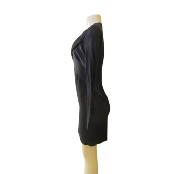 Helmut Lang Size 4 Black Angora Blend Draped Neckline Long Sleeve Dress - Picture 6 of 9